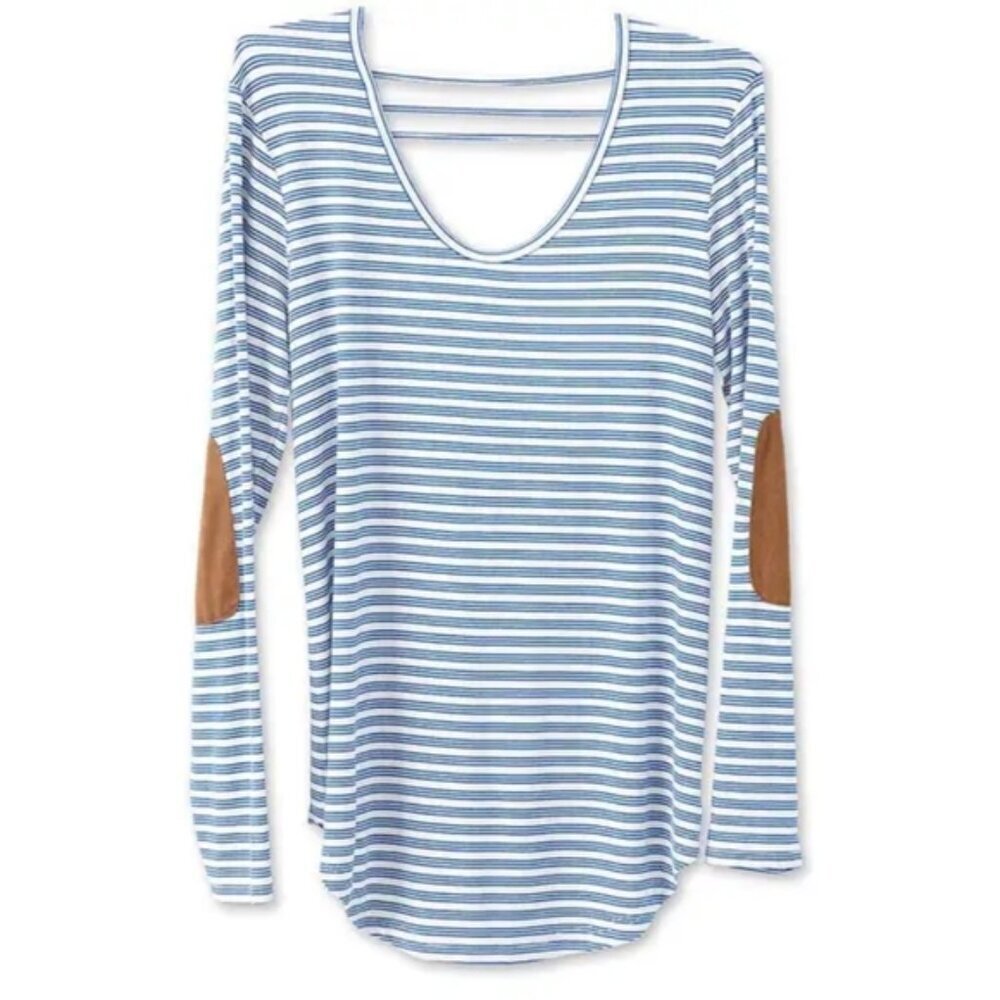 Kavu Sunridge Nautical Stripe Long Sleeve Top T-Shirt Blue New NWT Womens Small